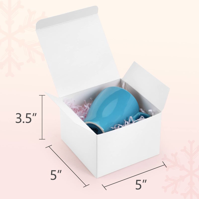 ValBox صناديق هدايا بيضاء ValBox 5x5x3.5، 20 قطعة صناديق هدايا مع أغطية للهدايا، صندوق صغير لرفيقات العروس للهدايا، الزفاف، الحرف، قابلة لإعادة التدوير، صناديق كرتونية سهلة التجميع - Image 2